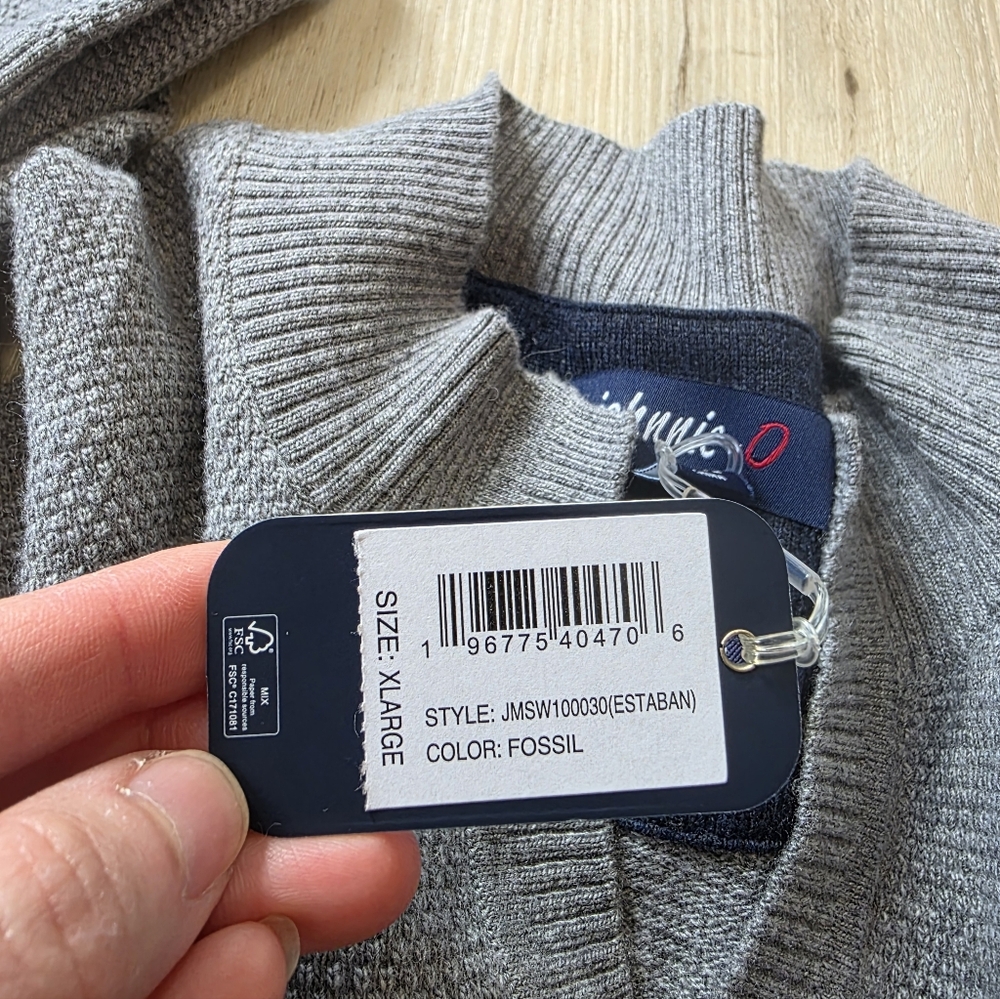 Johnnie O Estaban Johnny Collar Sweater Men's Size XL Gray - Picture 8 of 9